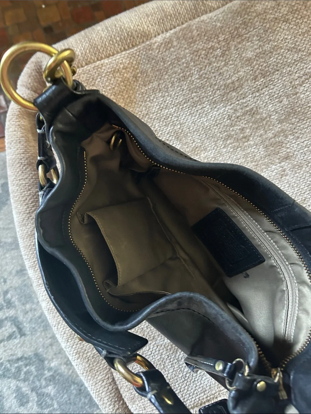 Vintage Coach Y2K Black Leather Carly Hobo Bag - Style #10615